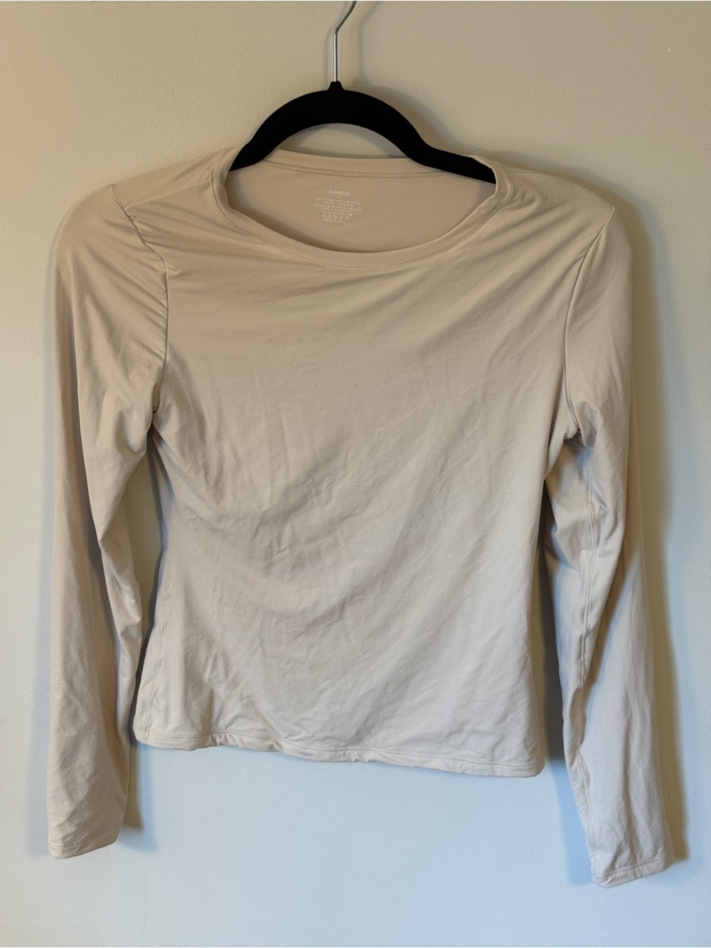 Women's Long Sleeve Crewneck Top in Light Cream